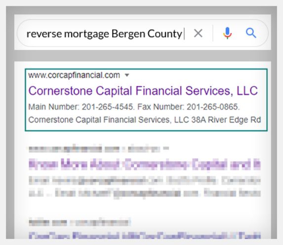 Cornerstone Capital Financial Services LLC  - Google Ranking
